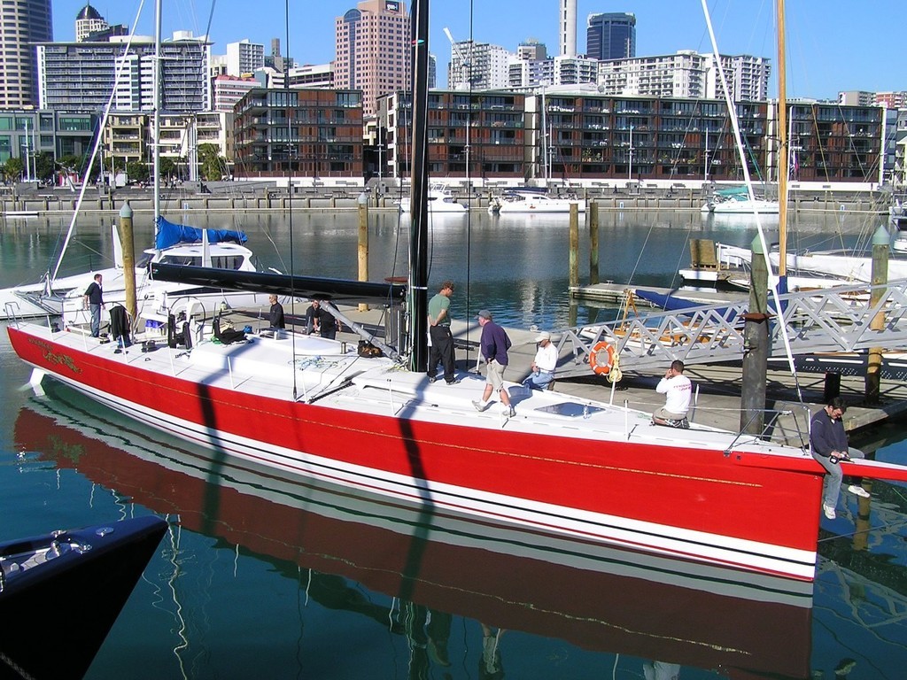 Pendragon VI resplendent in red and white and gold livery, like her smaller predecessors. - Laurie Davidson 69 - Pendragon VI, newly launched at Viaduct Basin © Nigel Price